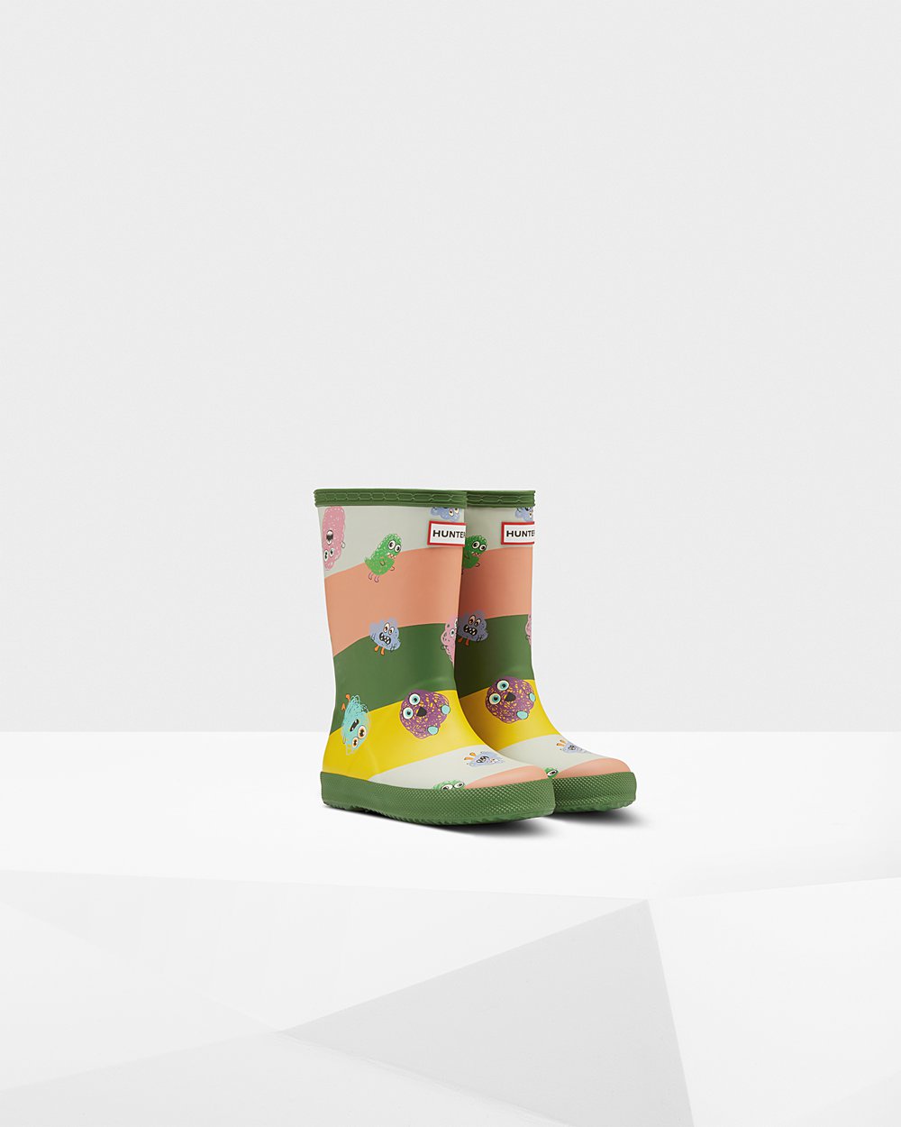 Kids Hunter Rain Boots Green - Original First Classic Scribble Print - 4765312-AL